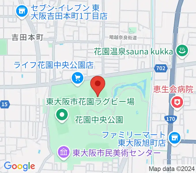 花園セントラルスタジアムの地図