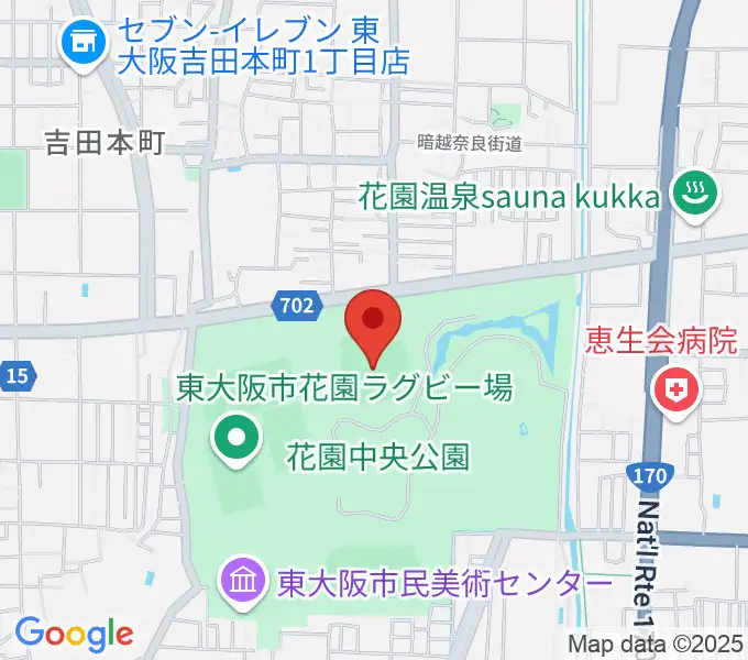 花園セントラルスタジアムの地図