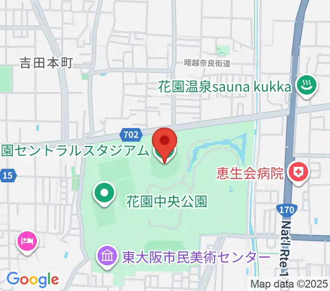 花園セントラルスタジアムの地図