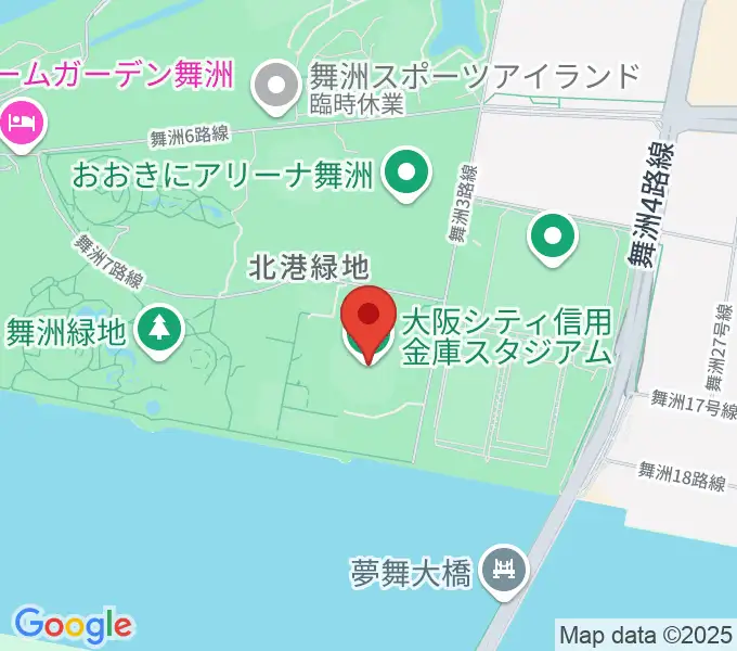 大阪シティ信用金庫スタジアムの地図