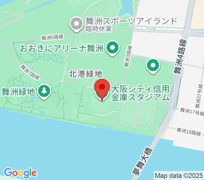 大阪シティ信用金庫スタジアムの地図