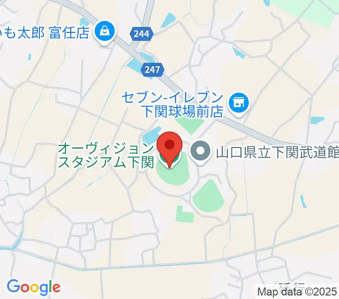 オーヴィジョンスタジアム下関の地図