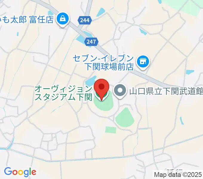 オーヴィジョンスタジアム下関の地図
