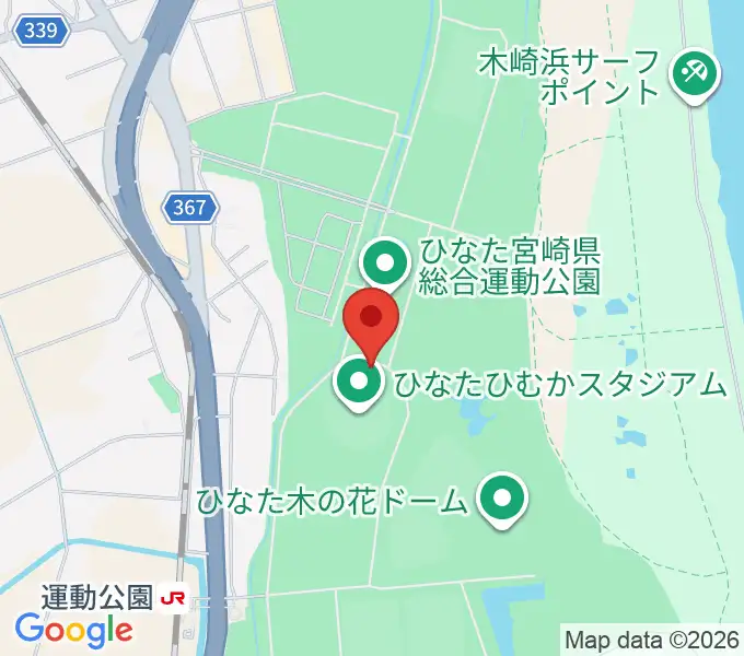 ひなたひむかスタジアムの地図