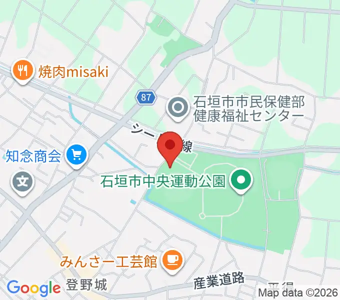 石垣市中央運動公園野球場の地図