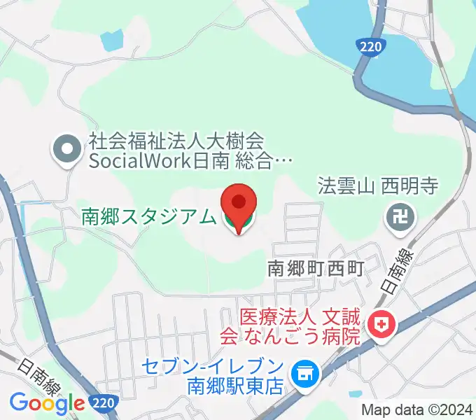 南郷町中央公園野球場の地図