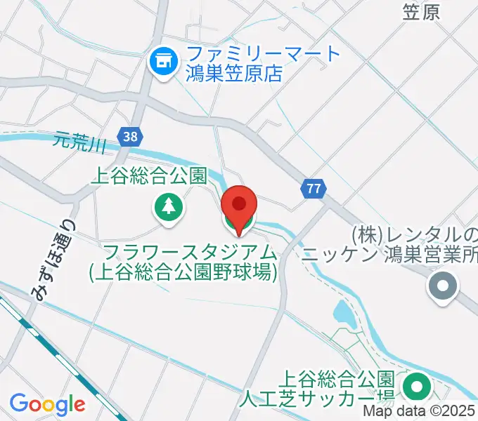 鴻巣フラワースタジアムの地図