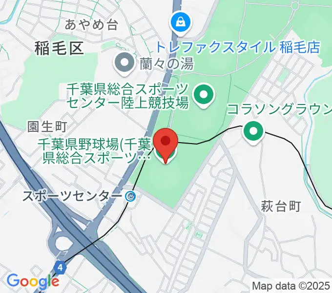 千葉県総合スポーツセンター野球場の地図