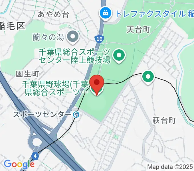 千葉県総合スポーツセンター野球場の地図