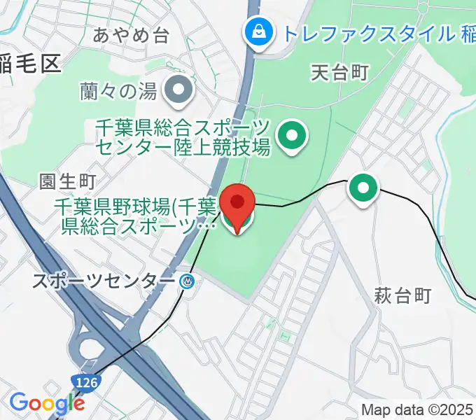 千葉県総合スポーツセンター野球場の地図
