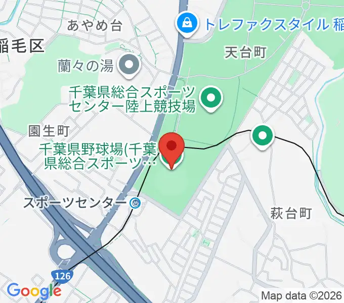 千葉県総合スポーツセンター野球場の地図