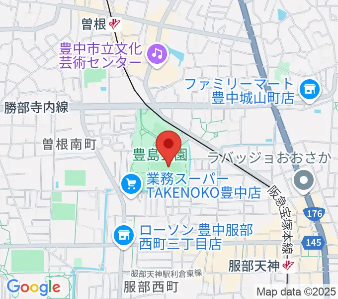 豊中ローズ球場の地図