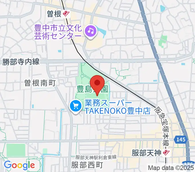 豊中ローズ球場の地図