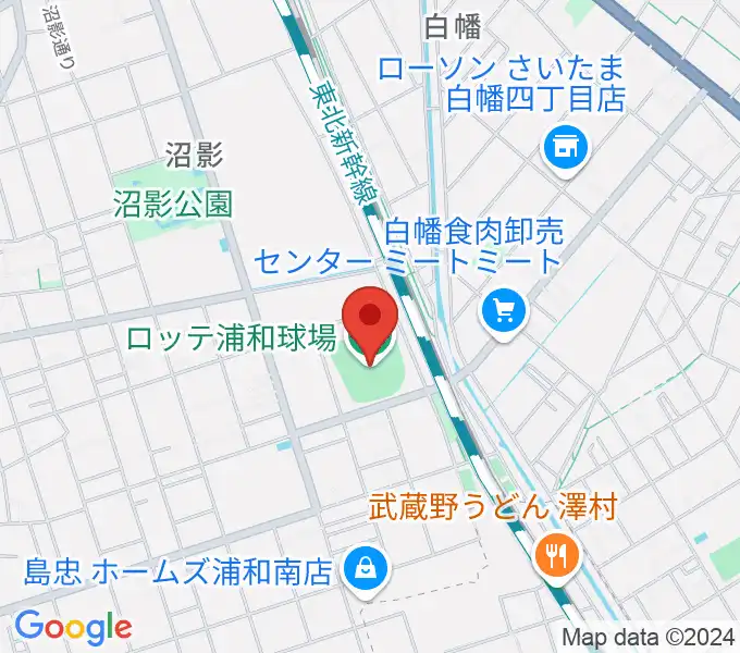 ロッテ浦和球場の地図