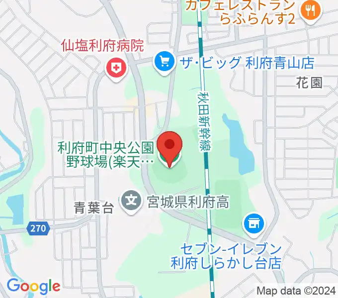 楽天イーグルス利府球場の地図