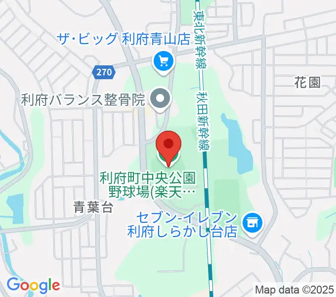 楽天イーグルス利府球場の地図