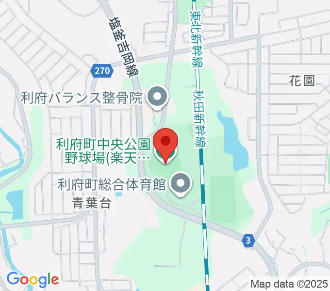 楽天イーグルス利府球場の地図