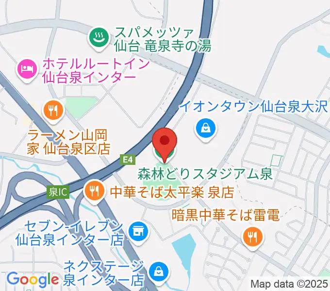 森林どりスタジアム泉の地図