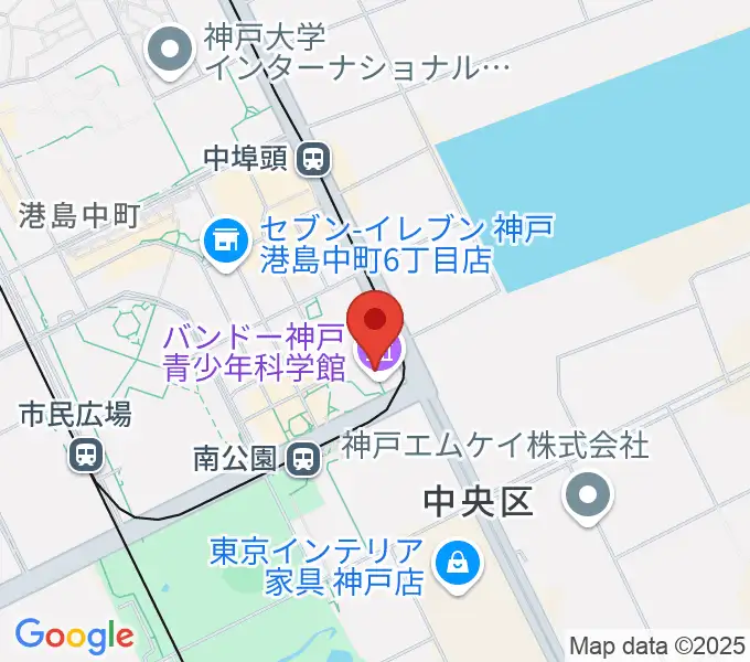 バンドー神戸青少年科学館の地図