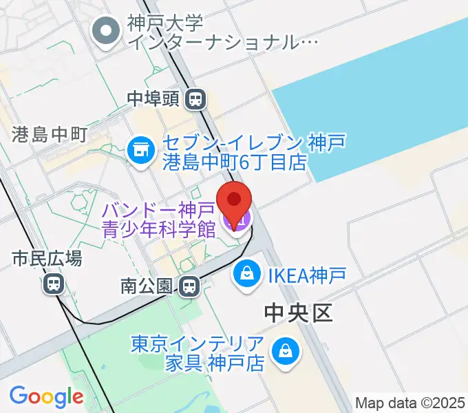 バンドー神戸青少年科学館の地図