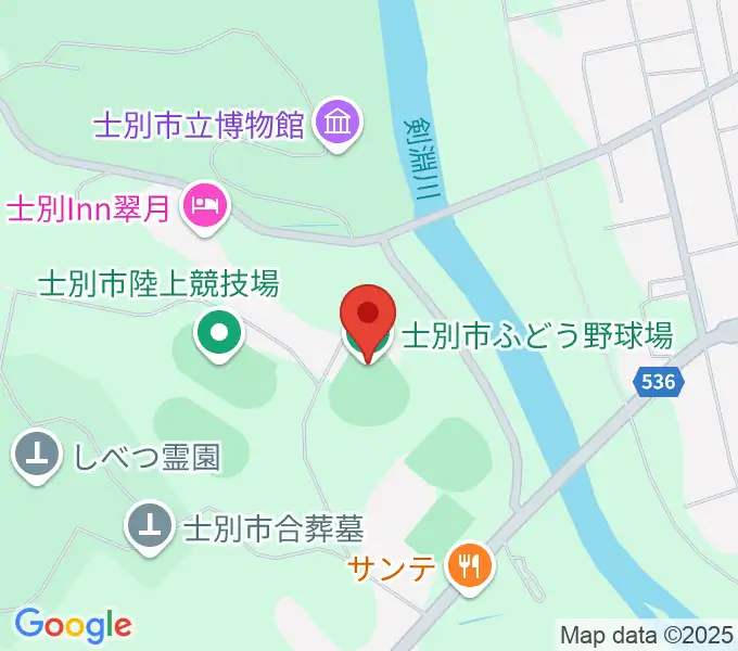 士別市ふどう野球場の地図