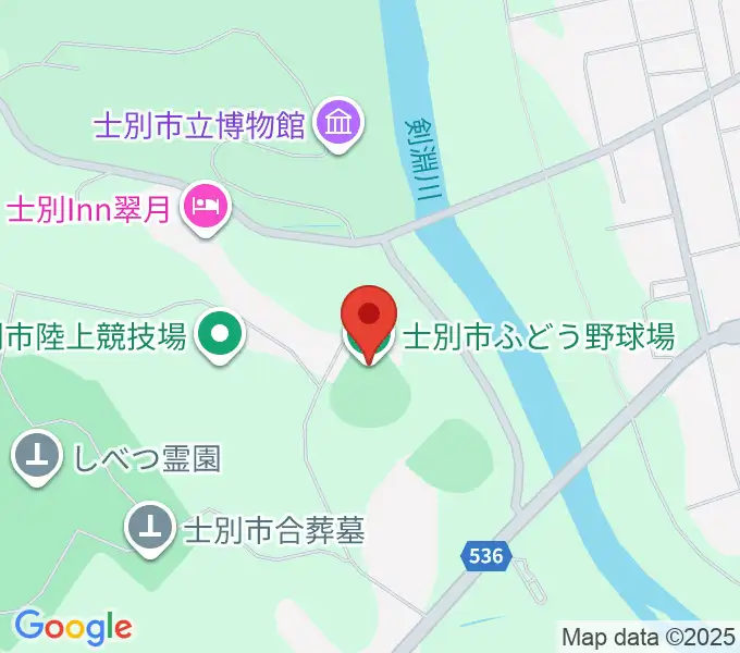 士別市ふどう野球場の地図
