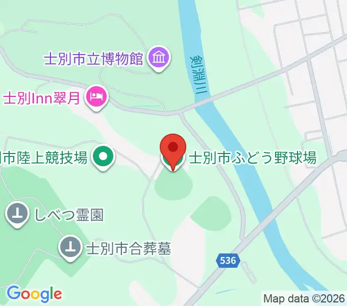 士別市ふどう野球場の地図