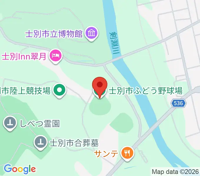 士別市ふどう野球場の地図