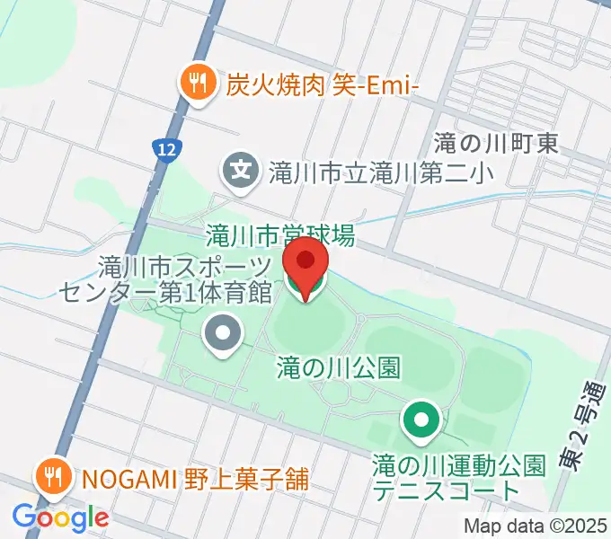 滝川市営球場の地図