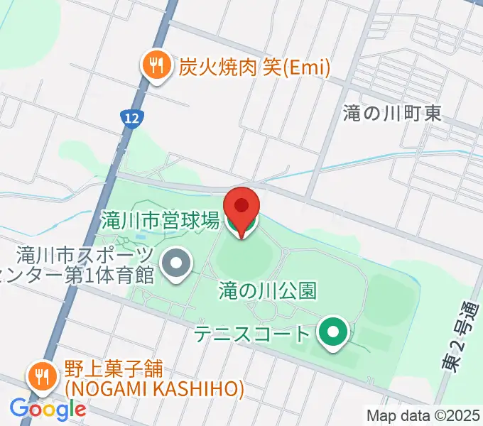 滝川市営球場の地図