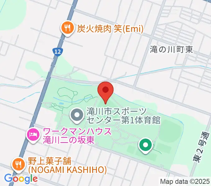 滝川市営球場の地図