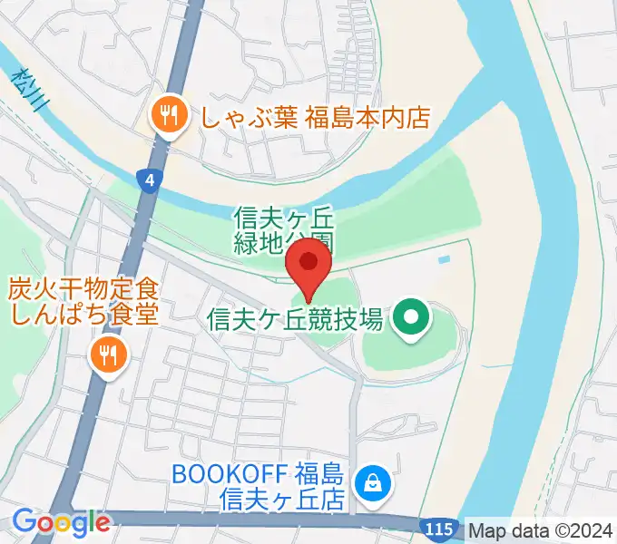 福島市信夫ヶ丘球場の地図