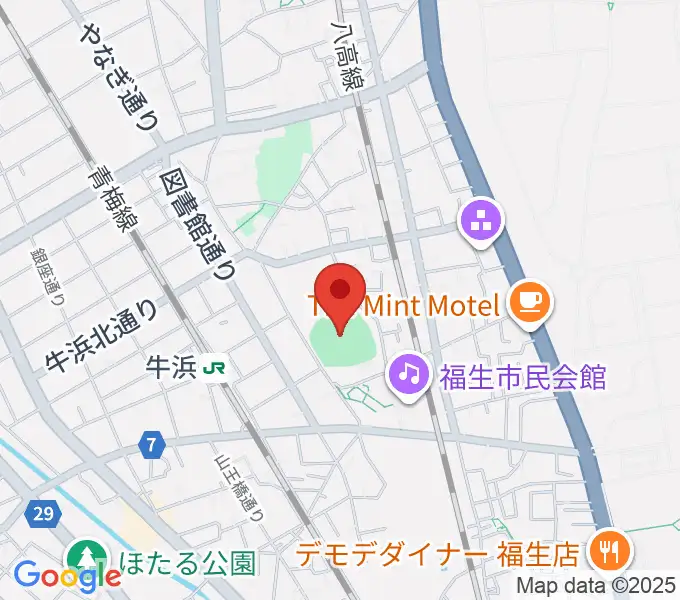 福生野球場の地図