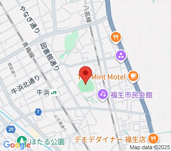 福生野球場の地図