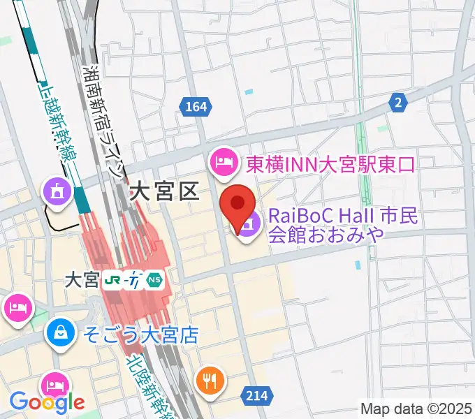 レイボックホール 市民会館おおみやの地図