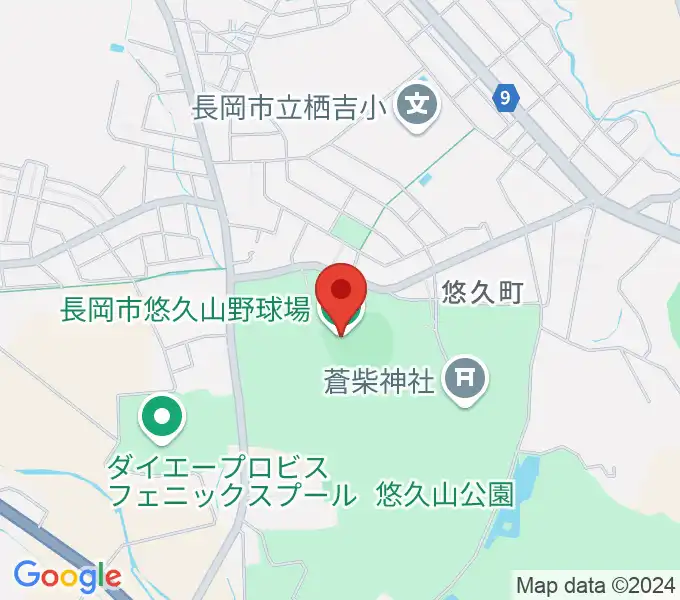 長岡市悠久山野球場の地図