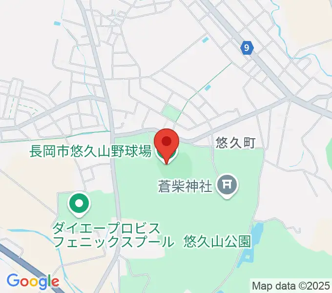 長岡市悠久山野球場の地図