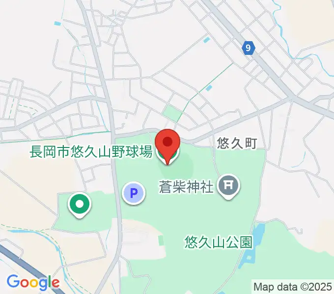 長岡市悠久山野球場の地図