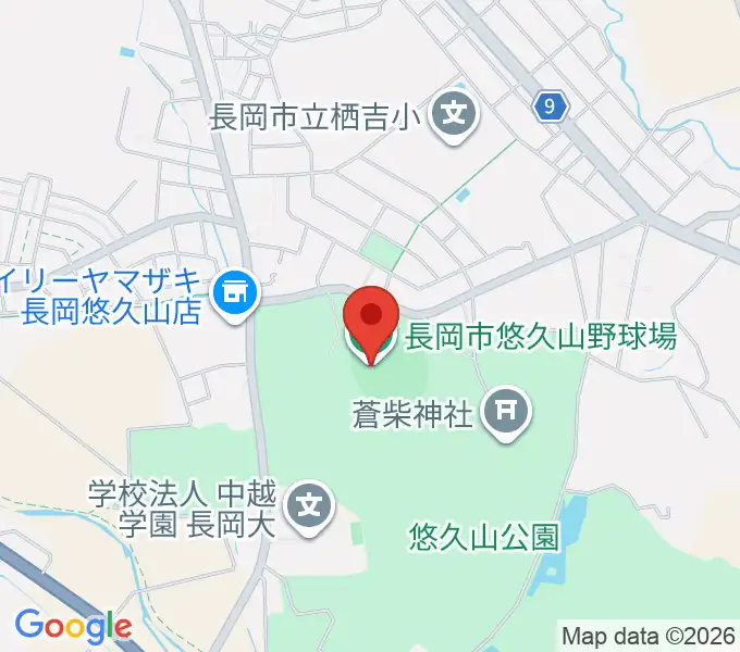 長岡市悠久山野球場の地図