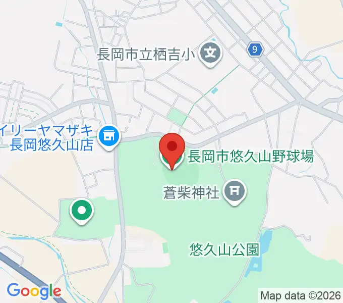 長岡市悠久山野球場の地図