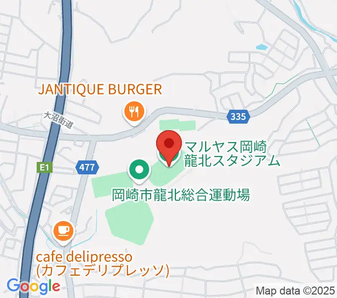 マルヤス岡崎龍北スタジアムの地図