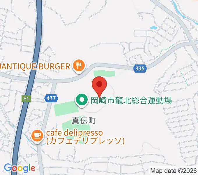 マルヤス岡崎龍北スタジアムの地図