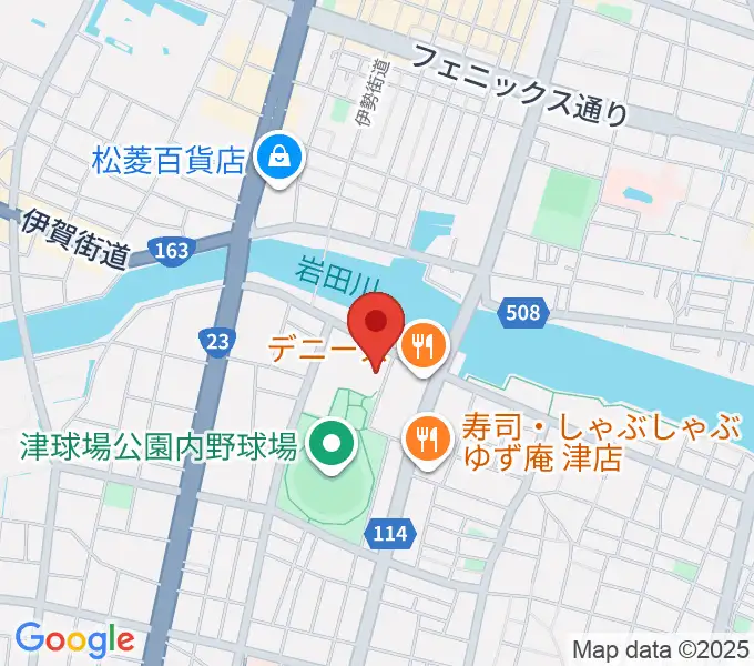 津球場公園内野球場の地図