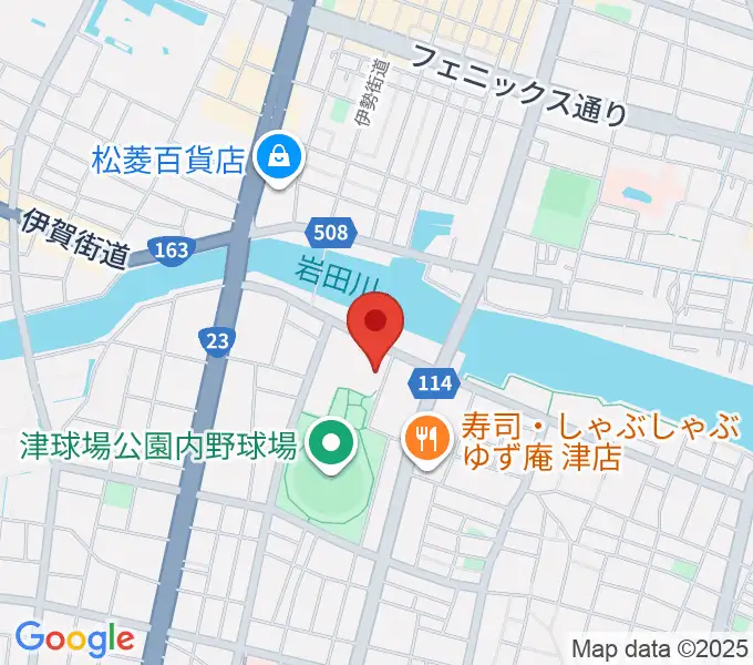 津球場公園内野球場の地図