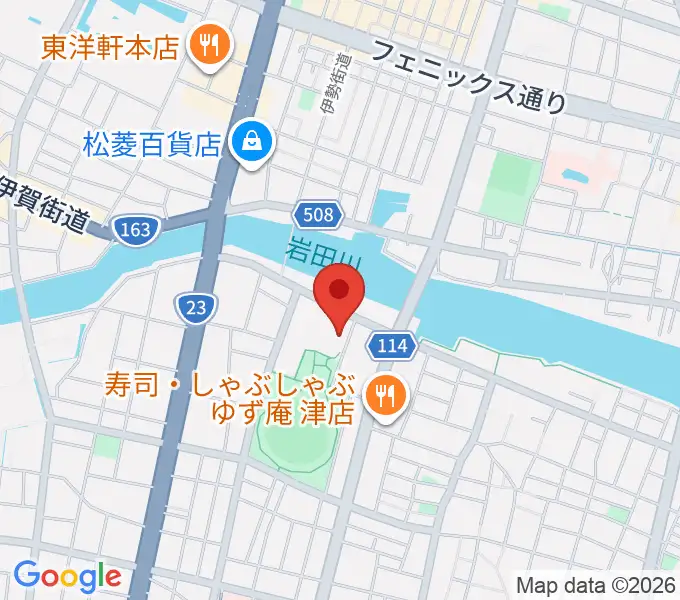 津球場公園内野球場の地図
