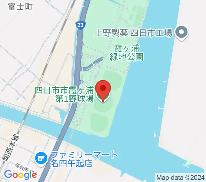 四日市市営霞ヶ浦第一野球場の地図