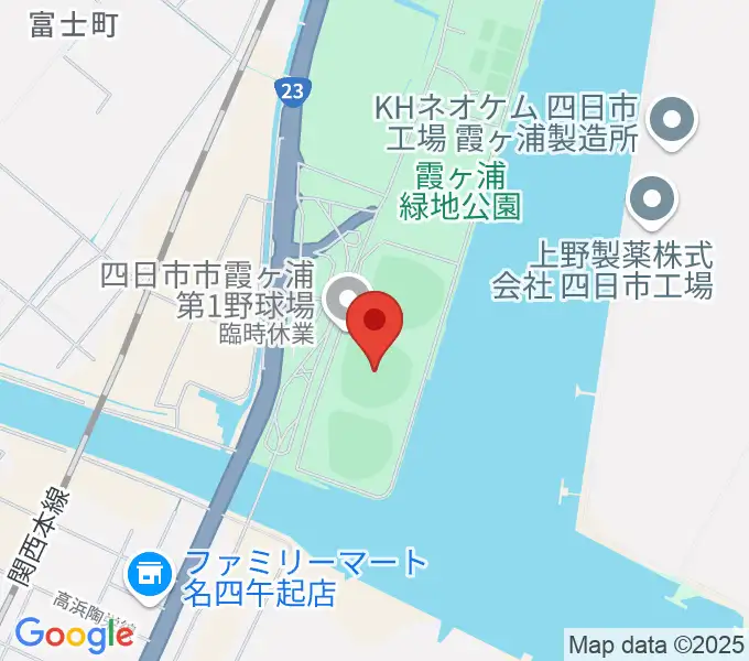 四日市市営霞ヶ浦第一野球場の地図
