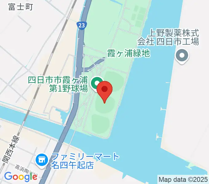 四日市市営霞ヶ浦第一野球場の地図