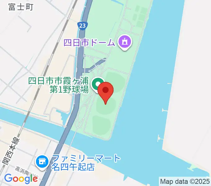 四日市市営霞ヶ浦第一野球場の地図
