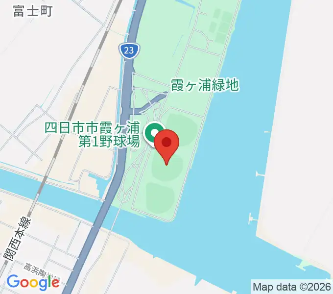 四日市市営霞ヶ浦第一野球場の地図